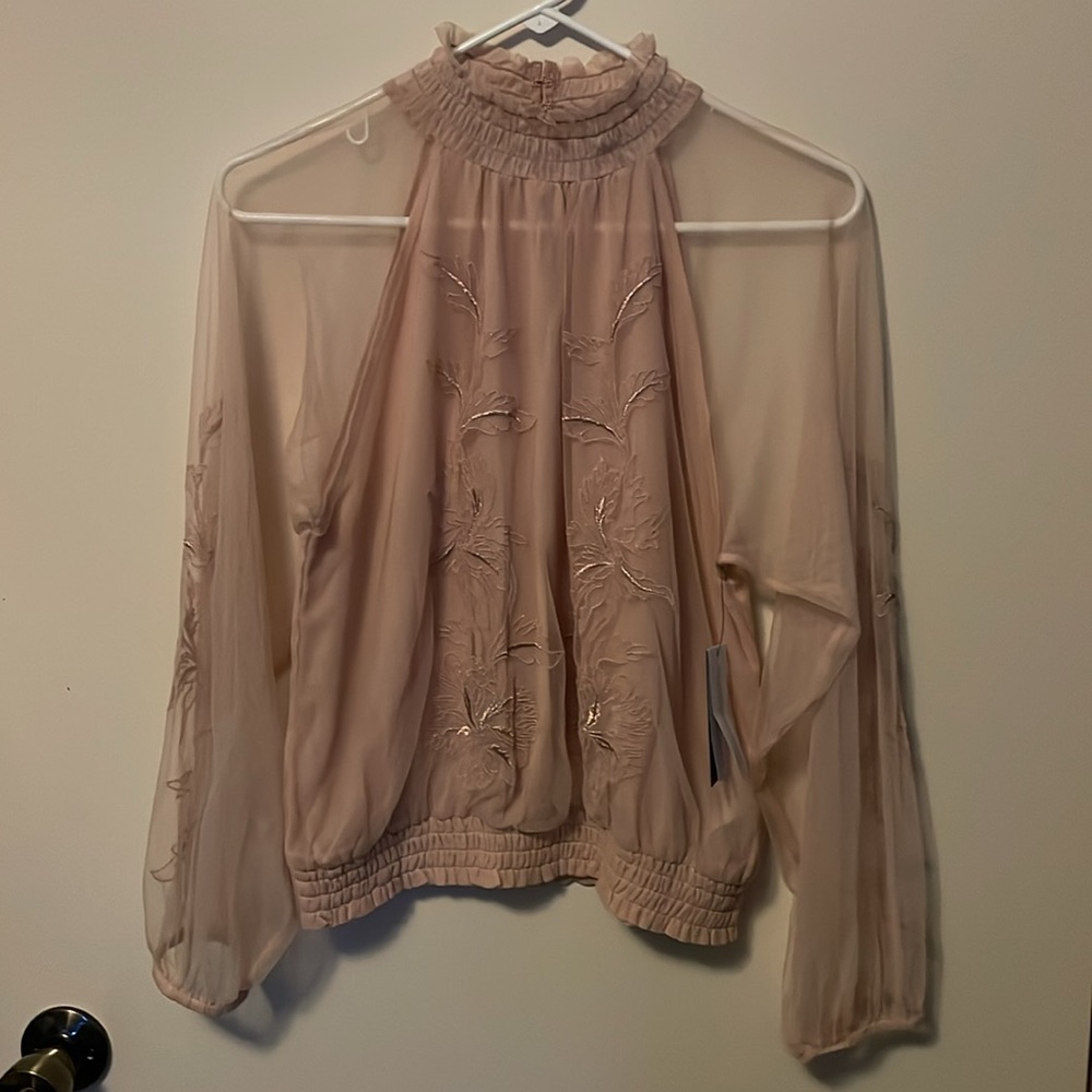 NWT GUESS‎ Women's Luissa Sheer Mock Neck Top Medium - Picture 5 of 8